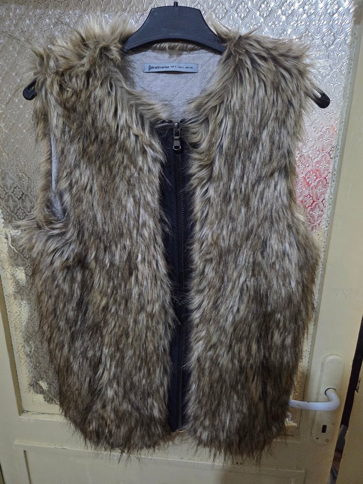 Kürk Detaylı Kahverengi Kadın Yelek - Görsel 2