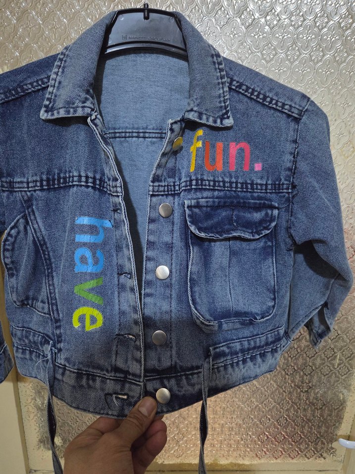 Renkli Desenli Mini Kot Ceket - Görsel 2