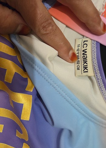 10 Yaş Beden Kız Çocuk Renkli Tie-Dye Desenli Fermuarlı Mayo
