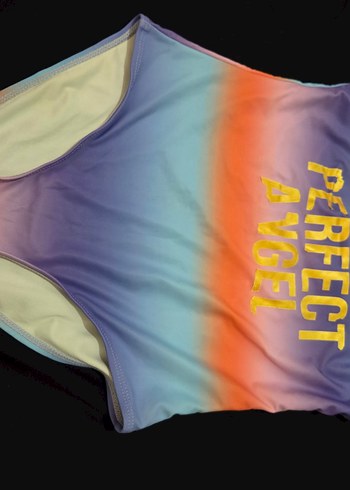 Kız Çocuk Renkli Tie-Dye Desenli Fermuarlı Mayo