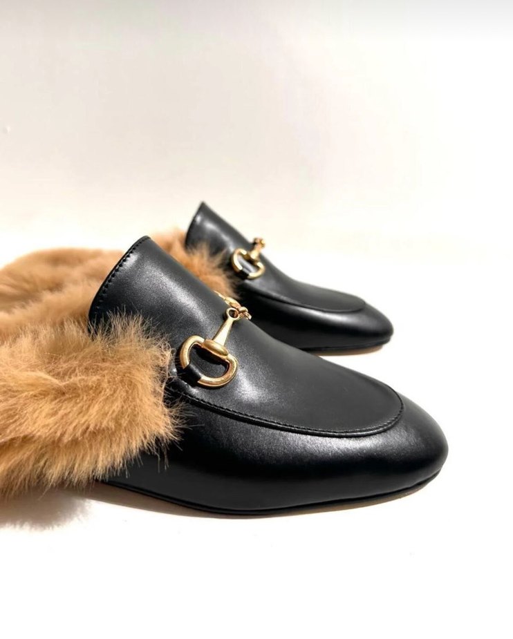 Gucci modeli kürklü terlik - Görsel 2