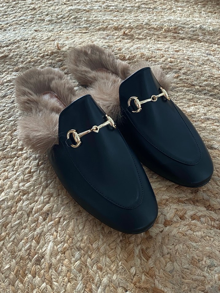 Gucci modeli kürklü terlik - Görsel 5