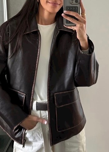 Mango deri ceket - Görsel 5