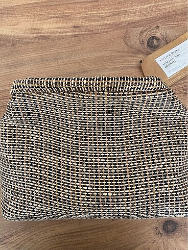  Beden camel Renk Jüt hasır clutch el çantası