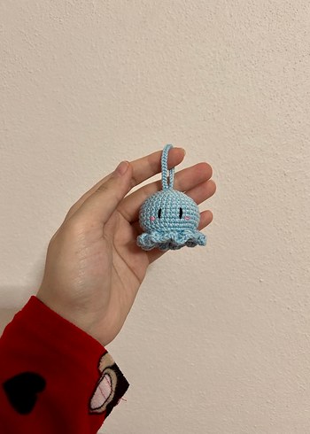 Mavi Örgü Bohem Anahtarlık Ahtapot Charm Amigurumi