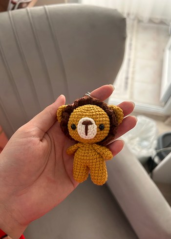  Beden kahverengi Renk Örgü Aslan Figürlü Renkli Kadın Anahtarlık