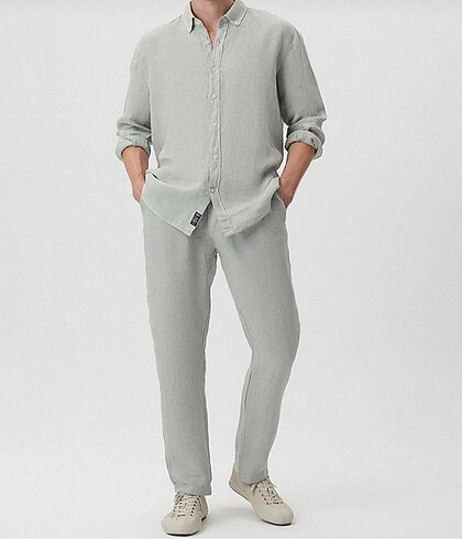 Mavi Keten Gri Jogger Pantolon