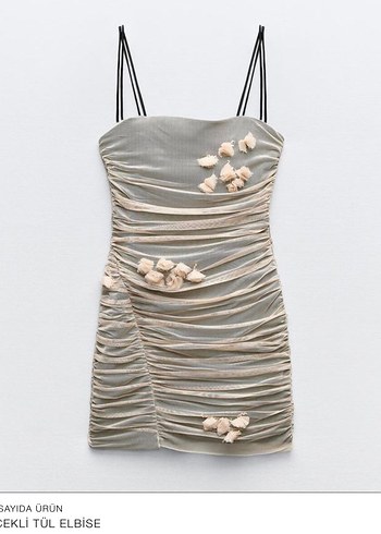 Zara Bej Drapeli Mini zara elbise