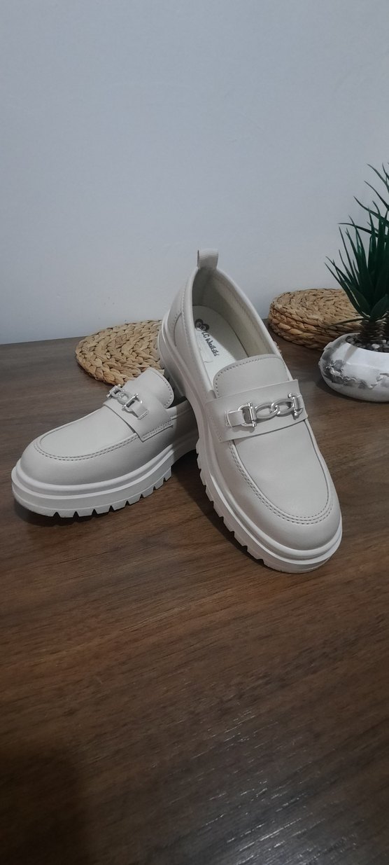 Beyaz Platform Topuklu Tokalı Çocuk Loafer - Görsel 2