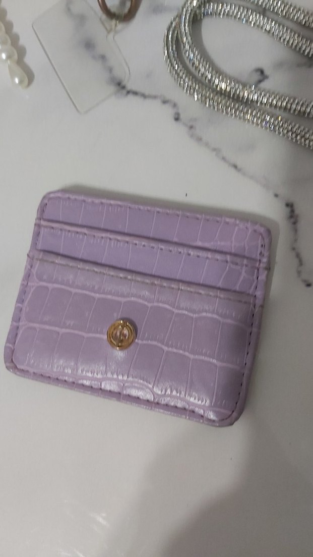 Mor Yılan Derisi Desenli Deri Kadın Cüzdan - Görsel 4