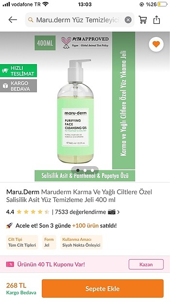 Yüz yıkama jeli maruderm