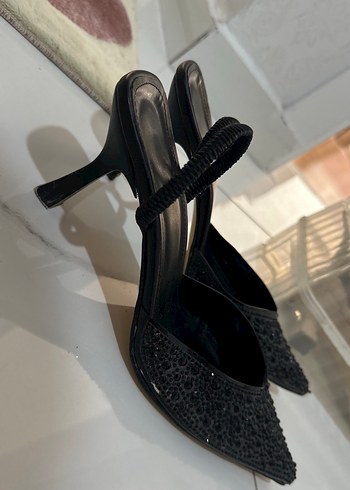Diğer Siyah Yılan Desenli Stiletto Topuklu Kadın Ayakkabı