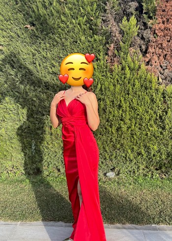 Kırmızı Drapeli Uzun Kadın Abiye - Görsel 3