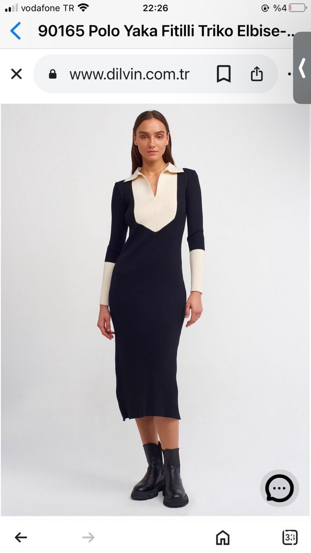 Siyah V Yaka Uzun Kollu Uzun Elbise - Görsel 3