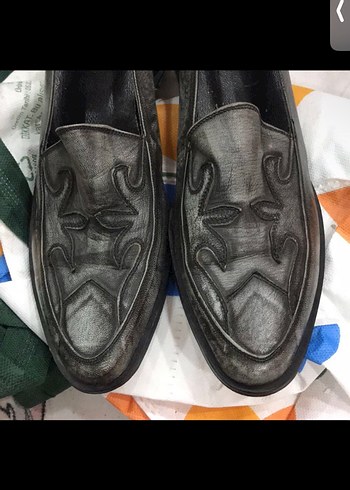 Gri Bağcıklı Loafer Ayakkabı deri - Görsel 3