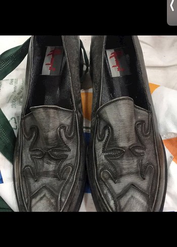 Gri Bağcıklı Loafer Ayakkabı deri - Görsel 2