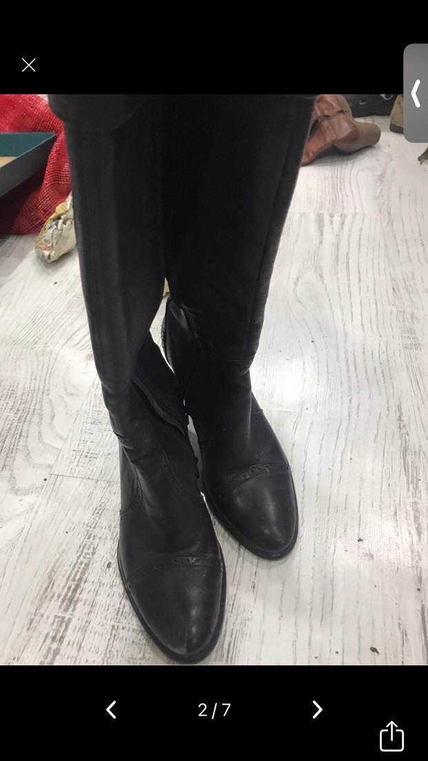 Siyah Deri Kadın Dizüstü Botlar inci deri - Görsel 2