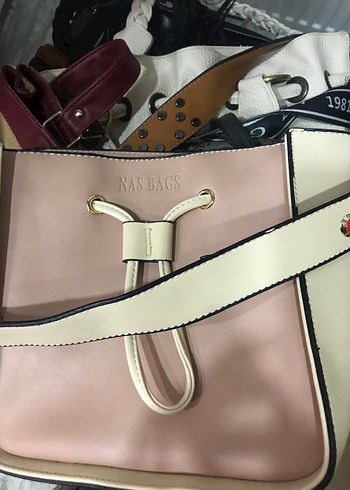 Bej Deri Elastik Detaylı Kadın Çanta - Görsel 6