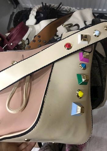 Bej Deri Elastik Detaylı Kadın Çanta - Görsel 5