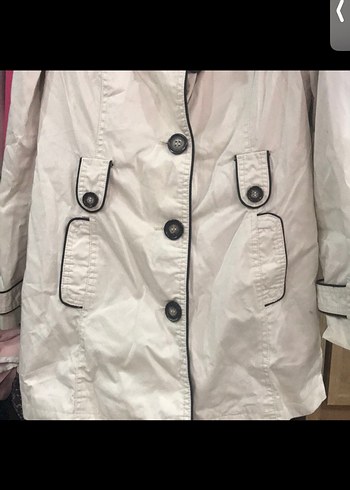 Düğmeli Beyaz Midi Trençkot - Görsel 2