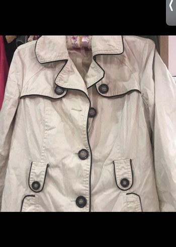 Düğmeli Beyaz Midi Trençkot - Görsel 3