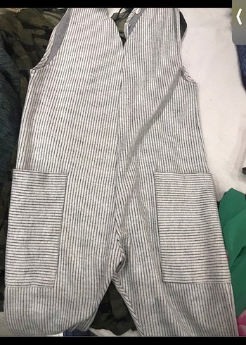 Beyaz Keten Hamile Tulum, Salaş Kesim, Midi Boy - Görsel 2