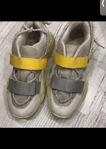 Kadın Mega Kalın Tabanlı Simli Cırtlı Sneakers - Görsel 2