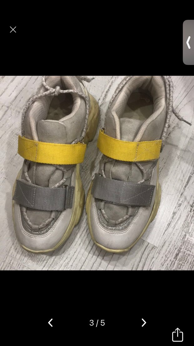 Kadın Mega Kalın Tabanlı Simli Cırtlı Sneakers - Görsel 2