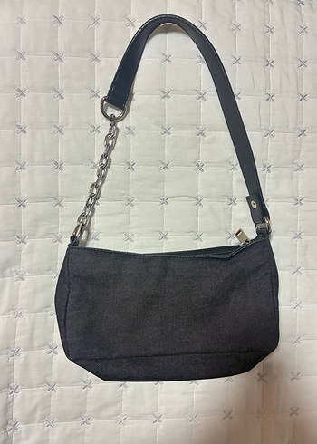 Siyah Denim Zincir Detaylı Çanta - Görsel 2