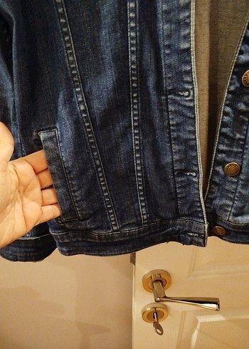 Düğmeli Kadın Mavi Denim Ceket - Görsel 5