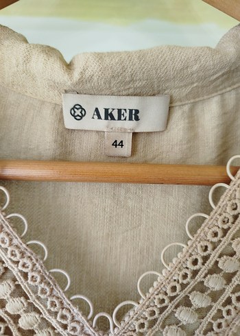 Bej Nakışlı Uzun Keten Elbise - Görsel 6