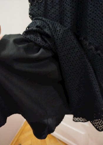 İnce Askılı Siyah Dantel Midi Elbise - Görsel 5