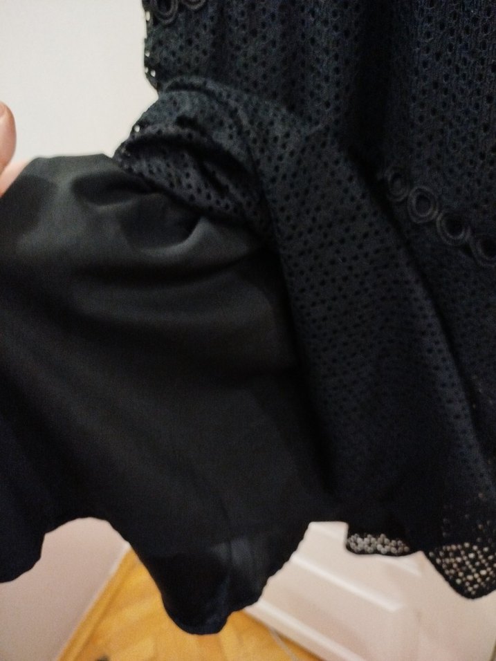 İnce Askılı Siyah Dantel Midi Elbise - Görsel 5