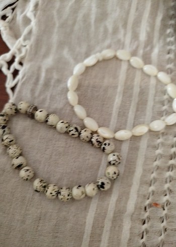 Bohem Tarzı Beyaz Boncuklu Bileklik ikisi bir - Görsel 4