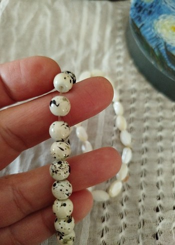 Bohem Tarzı Beyaz Boncuklu Bileklik ikisi bir - Görsel 2