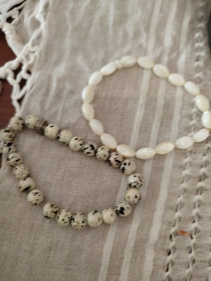 Bohem Tarzı Beyaz Boncuklu Bileklik ikisi bir - Görsel 4