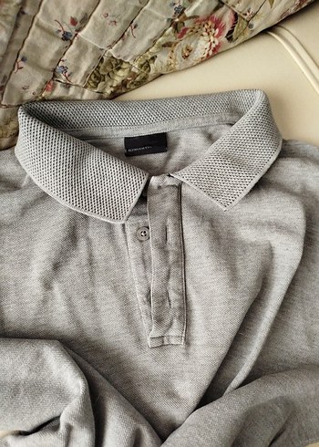 Gri Erkek Keten Polo Tişört - Görsel 4