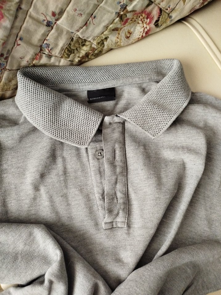 Gri Erkek Keten Polo Tişört - Görsel 4