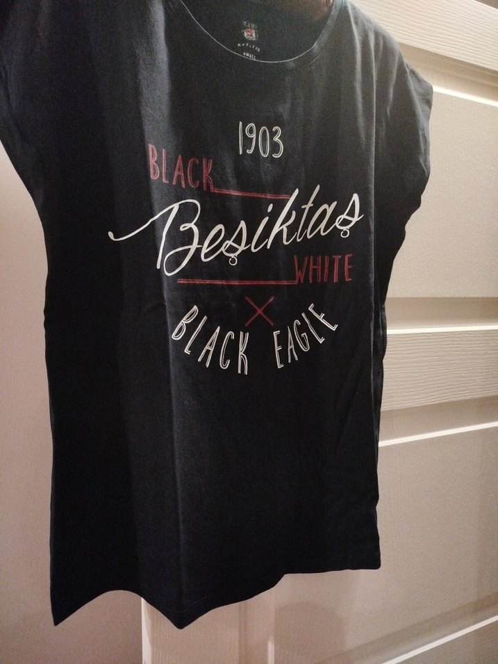kadin Siyah Beşiktaş Baskılı T-shirt - Görsel 4