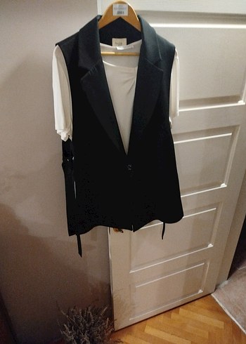 touch prive marka Kadın Siyah Midi Yelek - Görsel 7