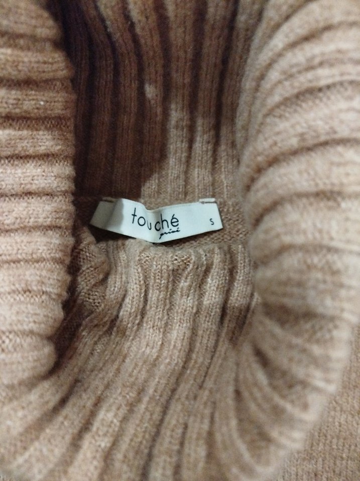 touch prive marka Bej Kadın Boğazlı Örgü Yün Kazak - Görsel 2