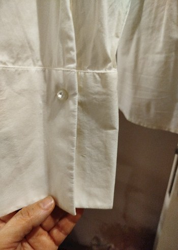 Nakışlı Beyaz Pamuklu Uzun Kollu Gömlek - Görsel 6