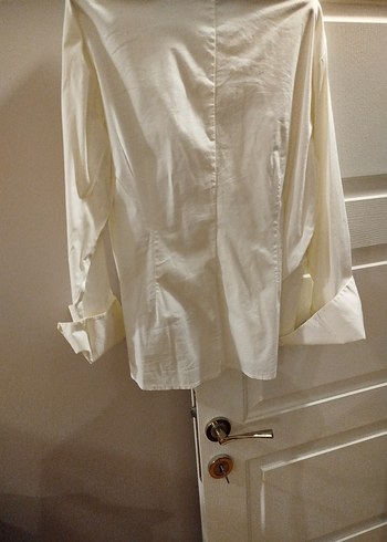 Nakışlı Beyaz Pamuklu Uzun Kollu Gömlek - Görsel 5