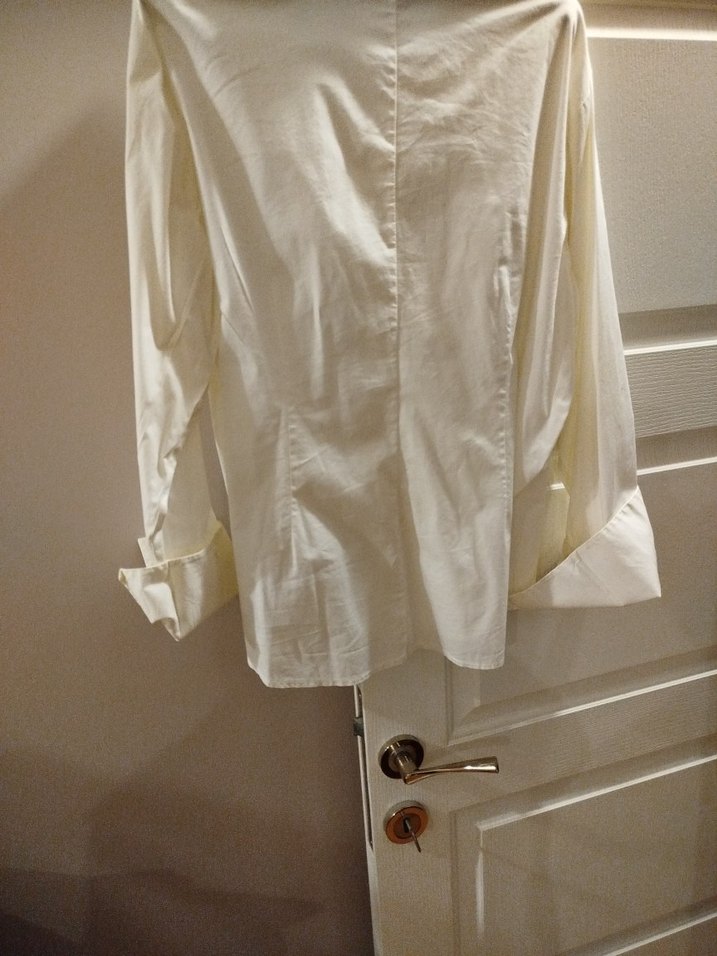 Nakışlı Beyaz Pamuklu Uzun Kollu Gömlek - Görsel 5