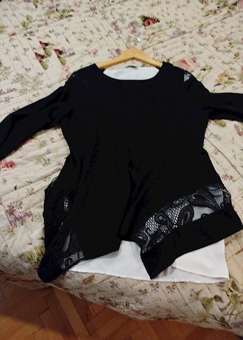 Siyah Drapeli Uzun Kollu Kadın Bluz - Görsel 8