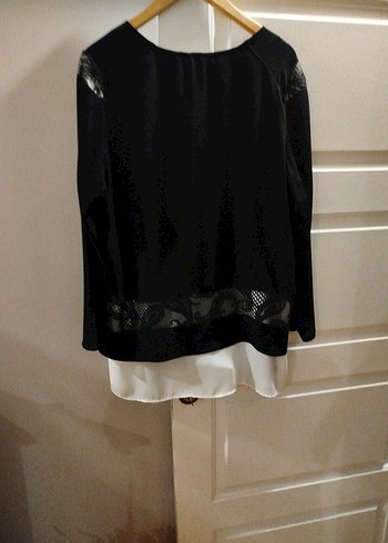 Siyah Drapeli Uzun Kollu Kadın Bluz - Görsel 5