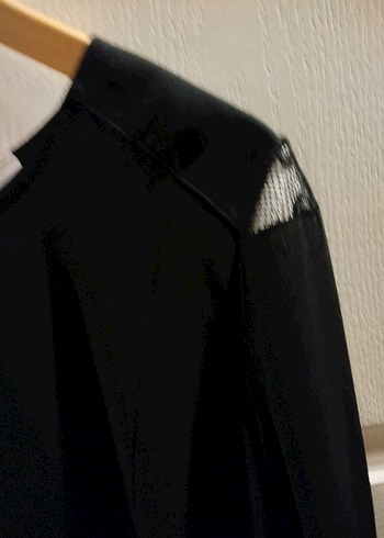 Siyah Drapeli Uzun Kollu Kadın Bluz - Görsel 4