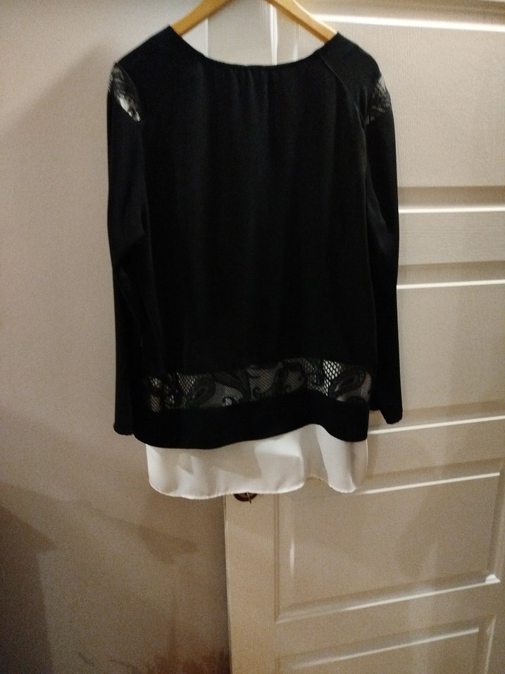 Siyah Drapeli Uzun Kollu Kadın Bluz - Görsel 5