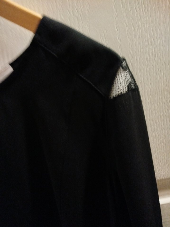 Siyah Drapeli Uzun Kollu Kadın Bluz - Görsel 4