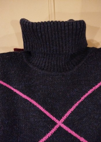 Bordo Lacivert Balıkçı Triko Kadın Kazak - Görsel 5